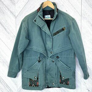 Vintage Kactus Barn Chore Jacket Womens Medium M Green Western Southwestern